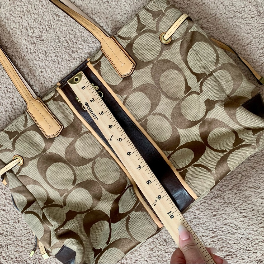 Coach Brown and Tan Signature Tote - Picture 8 of 12